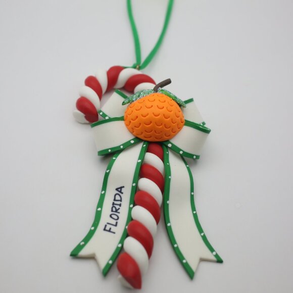 Santa's Pen Clay Dough Candy Cane Ornament Florida (Orange and Sunshine) - Picture 4 of 9